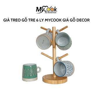 Kệ Giá Treo Ly 6 Cốc MYCOOK Bằng Gỗ Tre Decor Trang Trí Nhà Cửa Treo Ly Gỗ Tự Nhiên