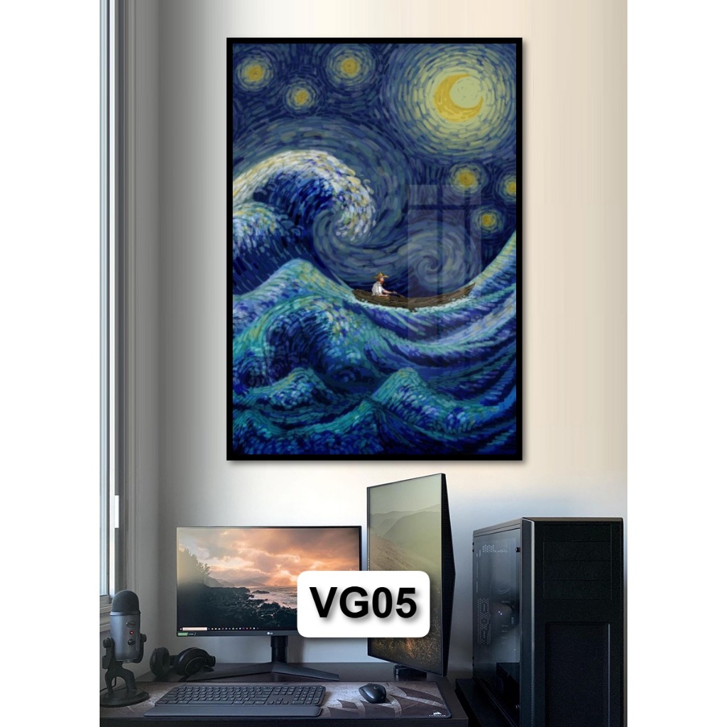 Tranh Van Gogh - Tranh Danh Họa Tráng Gương Có Khung Trang Trí Phòng Khách, Không Gian Làm Việc Decor Treo Tường