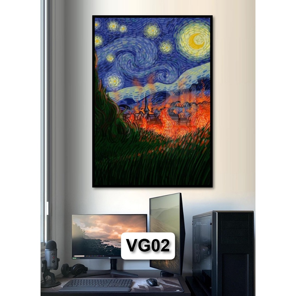 Tranh Van Gogh - Tranh Danh Họa Tráng Gương Có Khung Trang Trí Phòng Khách, Không Gian Làm Việc Decor Treo Tường