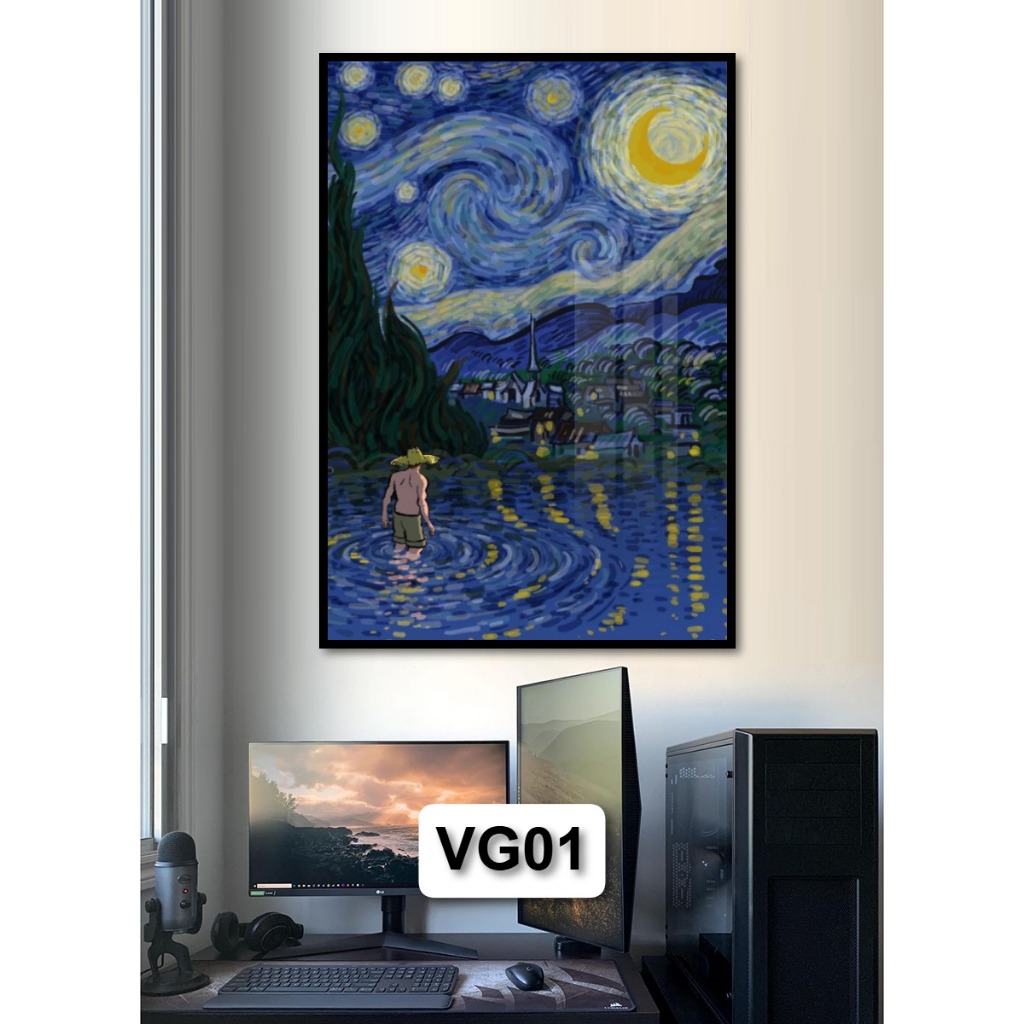 Tranh Van Gogh - Tranh Danh Họa Tráng Gương Có Khung Trang Trí Phòng Khách, Không Gian Làm Việc Decor Treo Tường