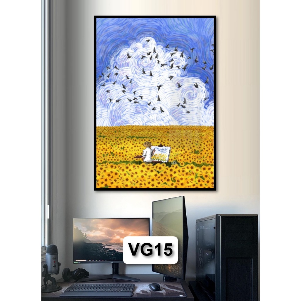 Tranh Van Gogh - Tranh Danh Họa Tráng Gương Có Khung Trang Trí Phòng Khách, Không Gian Làm Việc Decor Treo Tường