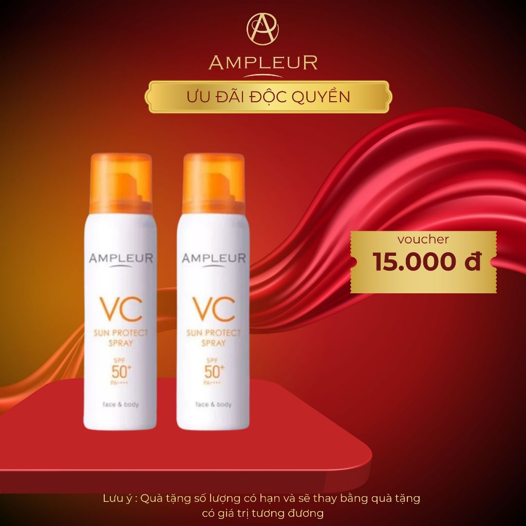 Ảnh Xịt chống nắng AMPLEUR VC Sun Protect Spray Nhật Bản dưỡng trắng sáng, bảo vệ da tối đa SPF 50+/PA++++ 1