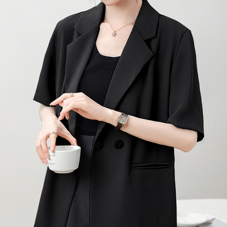 Ảnh Áo blazer khoác vest nữ tay ngắn túi mổ THOCA HOUSE trẻ trung thanh lịch dáng Hàn 2