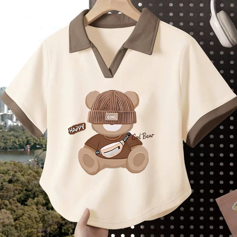Áo polo hình gấu cool cho bé gái size đại Beeshop H25044