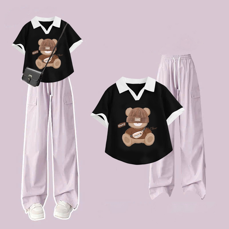 Áo polo hình gấu cool cho bé gái size đại Beeshop H25044