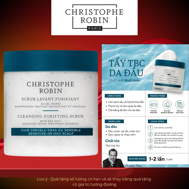 Ảnh Tẩy tế bào chết da đầu chiết xuất Muối biển Christophe Robin 1