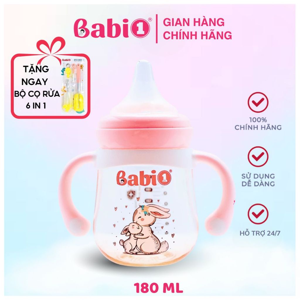Bình Sữa Cho Trẻ Sơ Sinh BABIONE Bình Sữa Cho Bé PPSU Cổ Rộng Núm Y Khoa Thế Hệ IV Chống Sặc 180ml