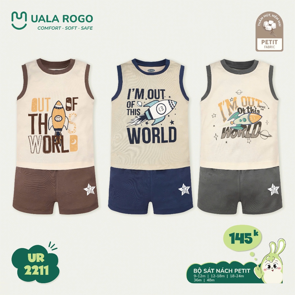 (8,5-19kg, 9-48M) Bộ Sát Nách Uala, Ba Lỗ Bé Trai UR2164 UR2165 UR2175 UR2211 UR2186 UR2179 UR2218