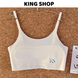Áo Lá Cho Bé Gái Su Mềm Hình Gấu Đáng Yêu, Áo Lót 2 Dây Mỏng Điều Chỉnh Chống Hằn King Shop B-898