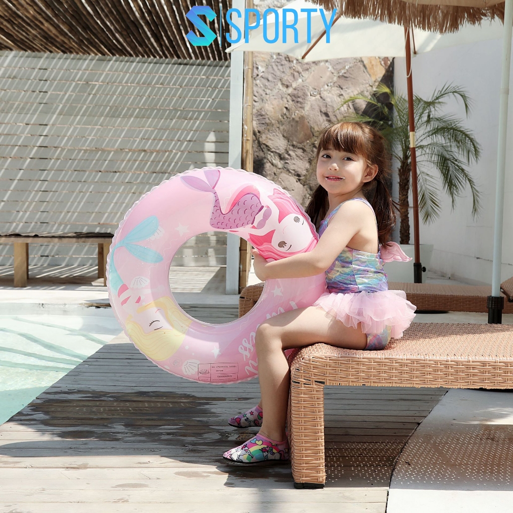 Phao bơi tiên cá hồng SPORTY LV7 dùng trong bể bơi, đi biển cho người lớn, trẻ em, phao cứu sinh