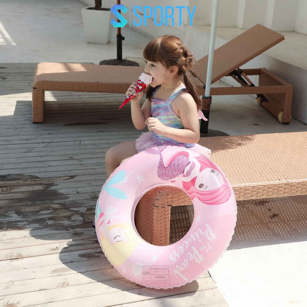 Phao bơi tiên cá hồng SPORTY LV7 dùng trong bể bơi, đi biển cho người lớn, trẻ em, phao cứu sinh