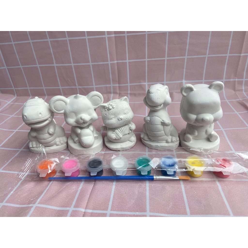 Combo 5 combo10 tượng 2D 3D tô màu kèm vỉ 8 màu có bút lông