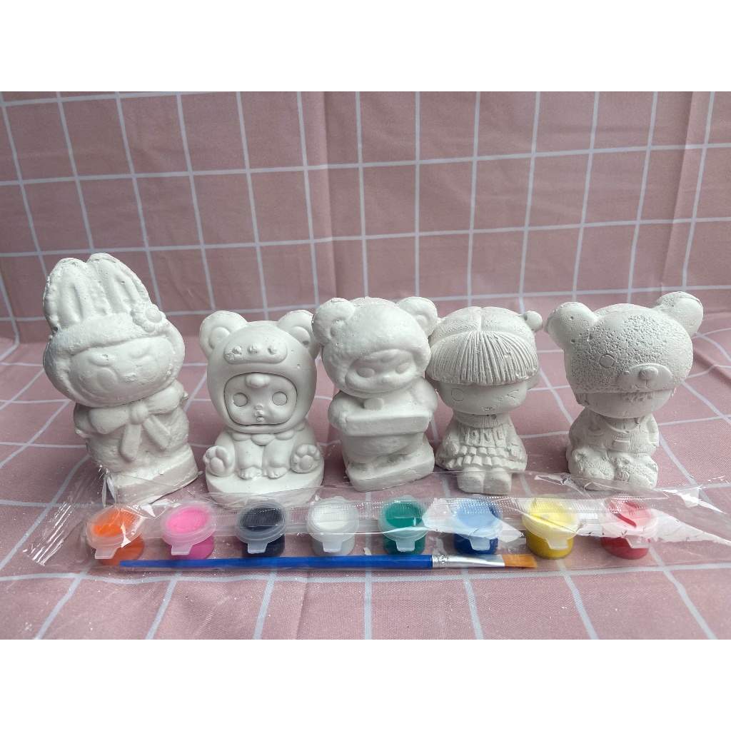 Combo 5 combo10 tượng 2D 3D tô màu kèm vỉ 8 màu có bút lông