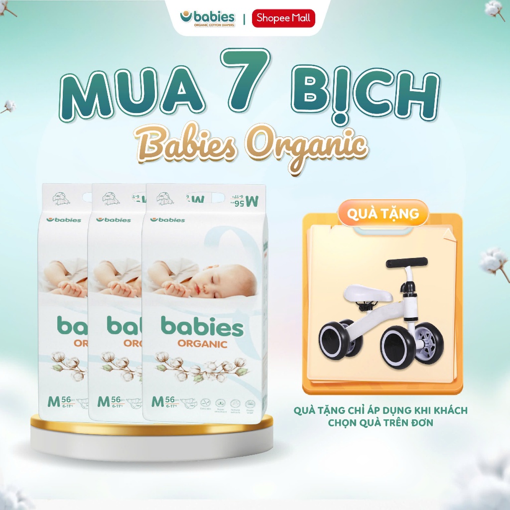 Ảnh Tã Bỉm Babies Organic Mỏng Thoáng, Siêu Thấm Hút, Đầy Đủ Size NB/S/M/L/XL/2XL/3XL 1