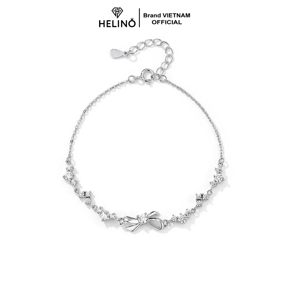 Ảnh Lắc tay bạc nữ HELINO mặt nơ điểm đá kèm dải đá tim lấp lánh V37 1