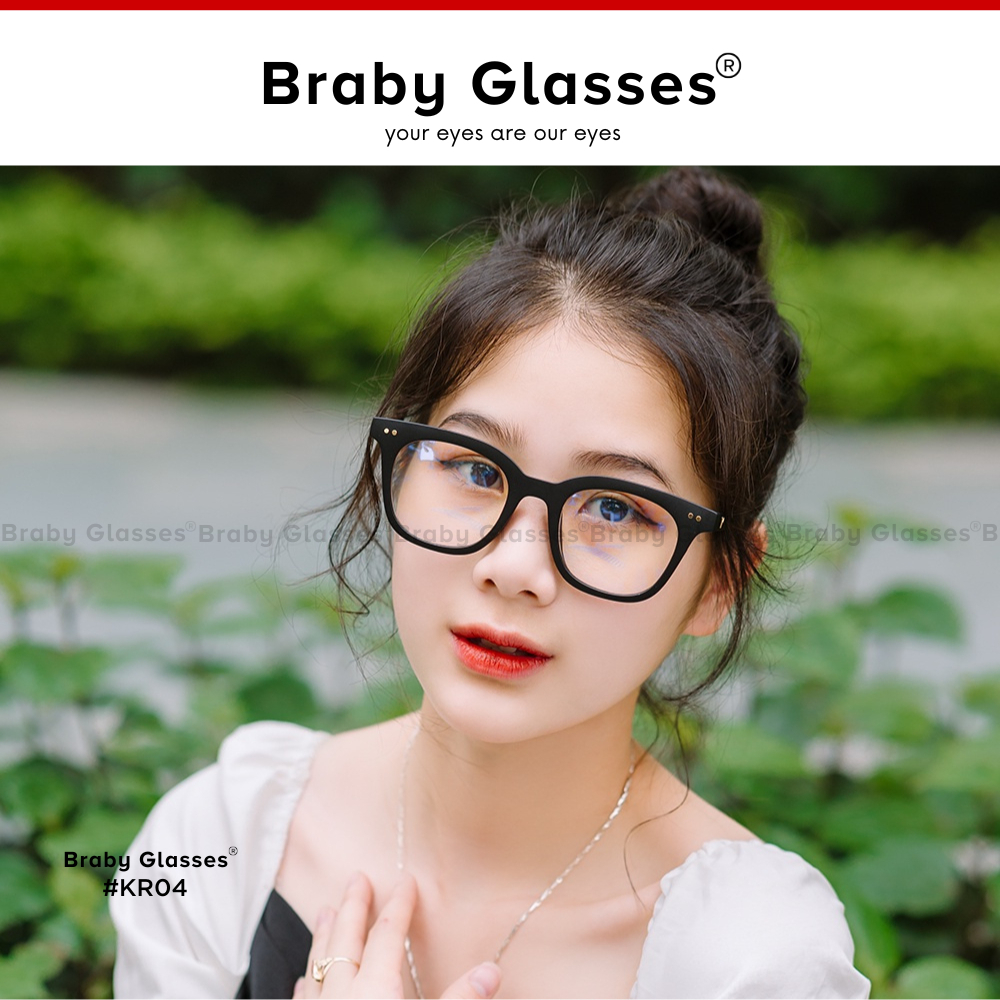 Kính râm mắt vuông nam nữ chữ V Braby Glasses chất liệu nhựa cao cấp phụ kiện thời trang sành điệu KR04 Hộp