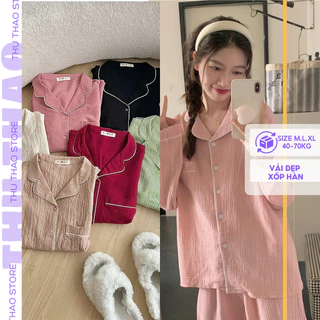 Set Bộ Mặc Nhà Big Size, Bộ Ngủ Đũi Xốp Tay Dài Quần Dài vải đẹp lên form tôn dáng.