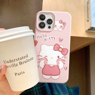 Ốp Lưng iPhone TPU Hoạ Tiết Da Mềm Pink Hello Cat Chống Sốc, Bảo Vệ Camera - iP X/Xs/Xr/11/12/13/14/15/16/Pro/Max/Air
