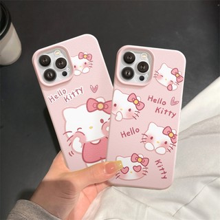 Ốp Lưng iPhone TPU Hoạ Tiết Da Mềm Pink Hello Cat Chống Sốc, Bảo Vệ Camera - iP X/Xs/Xr/11/12/13/14/15/16/Pro/Max/Air