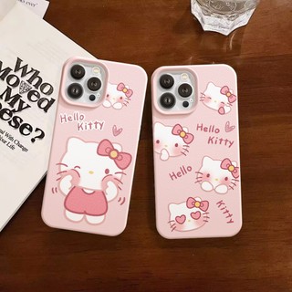 Ốp Lưng iPhone TPU Hoạ Tiết Da Mềm Pink Hello Cat Chống Sốc, Bảo Vệ Camera - iP X/Xs/Xr/11/12/13/14/15/16/Pro/Max/Air