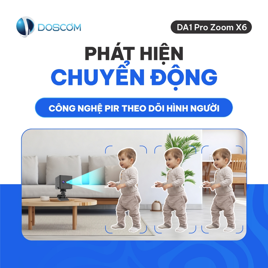 Camera 4G mini DOSCOM DA1 Pro zoom quang học X6 - tầm nhìn đêm hồng ngoại không phát ánh sáng đỏ