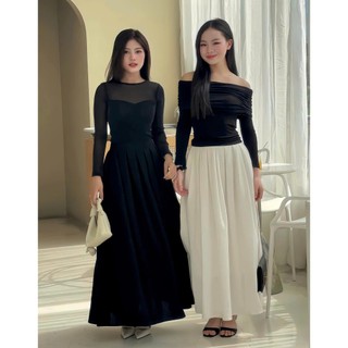 Chân Váy Xếp Ly Xòe dài 88cm Vải Linen, Khóa Kéo Lưng - Miolady CV001