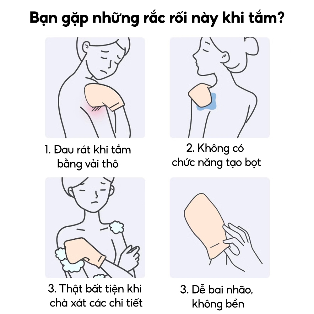 LACOON Găng Tay Tắm Tẩy Tế Bào Chết Da Mịn Sáng, Không Gây Kích Ứng, Phù Hợp Da Nhạy Cảm