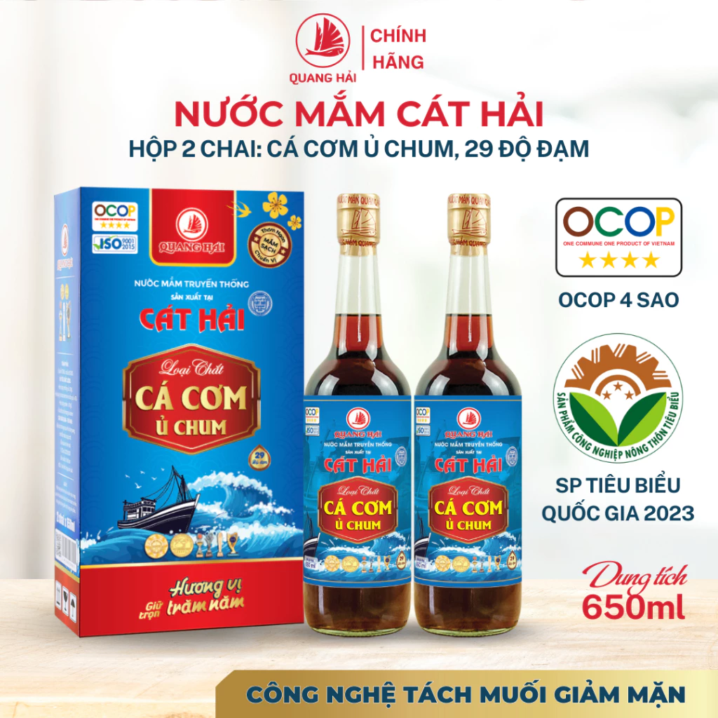 Nước Mắm Cát Hải - Quang Hải, Chắt Cá Cơm Ủ Chum 29ºN - Hương Vị Truyền Thống Đậm Đà