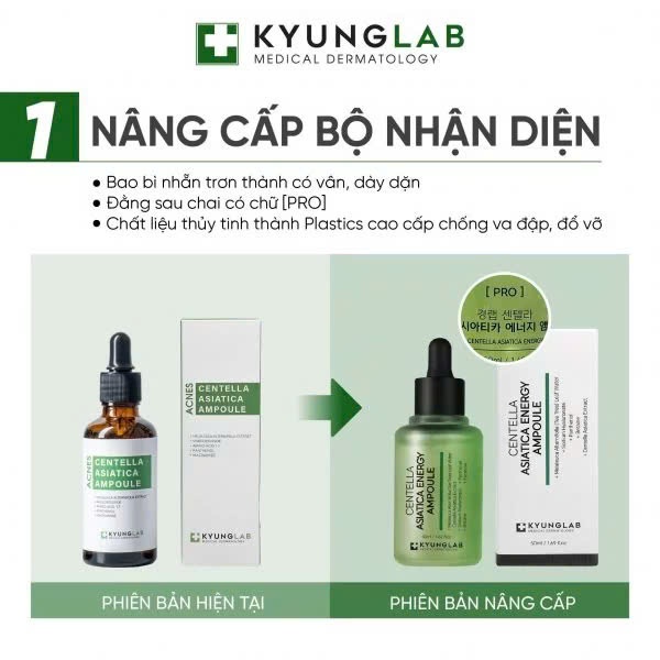 Tinh chất KYUNGLAB CENTELLA ASIATICA ENERGY AMPOULE giảm mụn, ngừa mụn, căng bóng