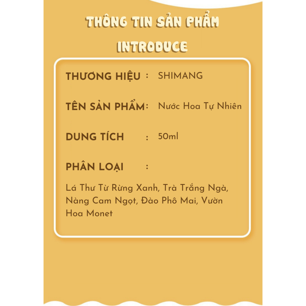 Nước Hoa Shimang Cho Cả Nam và Nữ Hơi Thở Của Sự Ngọt Ngào Bền Lâu Thích Hợp Cho Mọi Lứa Tuổi Thể Tích 50ml