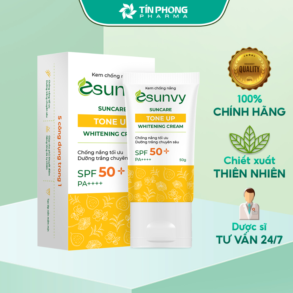 Ảnh Kem chống nắng Esunvy Suncare Toneup Whitening Cream (Tuýp 50g) Phù Hợp Cho Mọi Loại Da 3