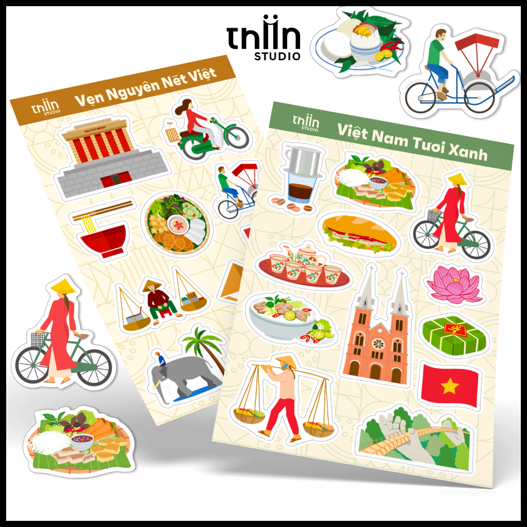 Hình dán sticker Việt Nam Tươi Đẹp THIIN STUDIO, sticker chống nước ...