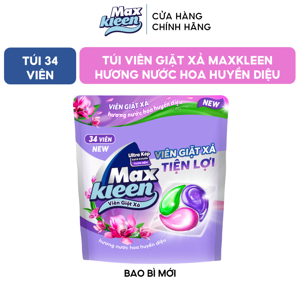 Ảnh Túi Viên Giặt Xả MaxKleen Hương Nước Hoa Huyền Diệu (34 Viên) 2