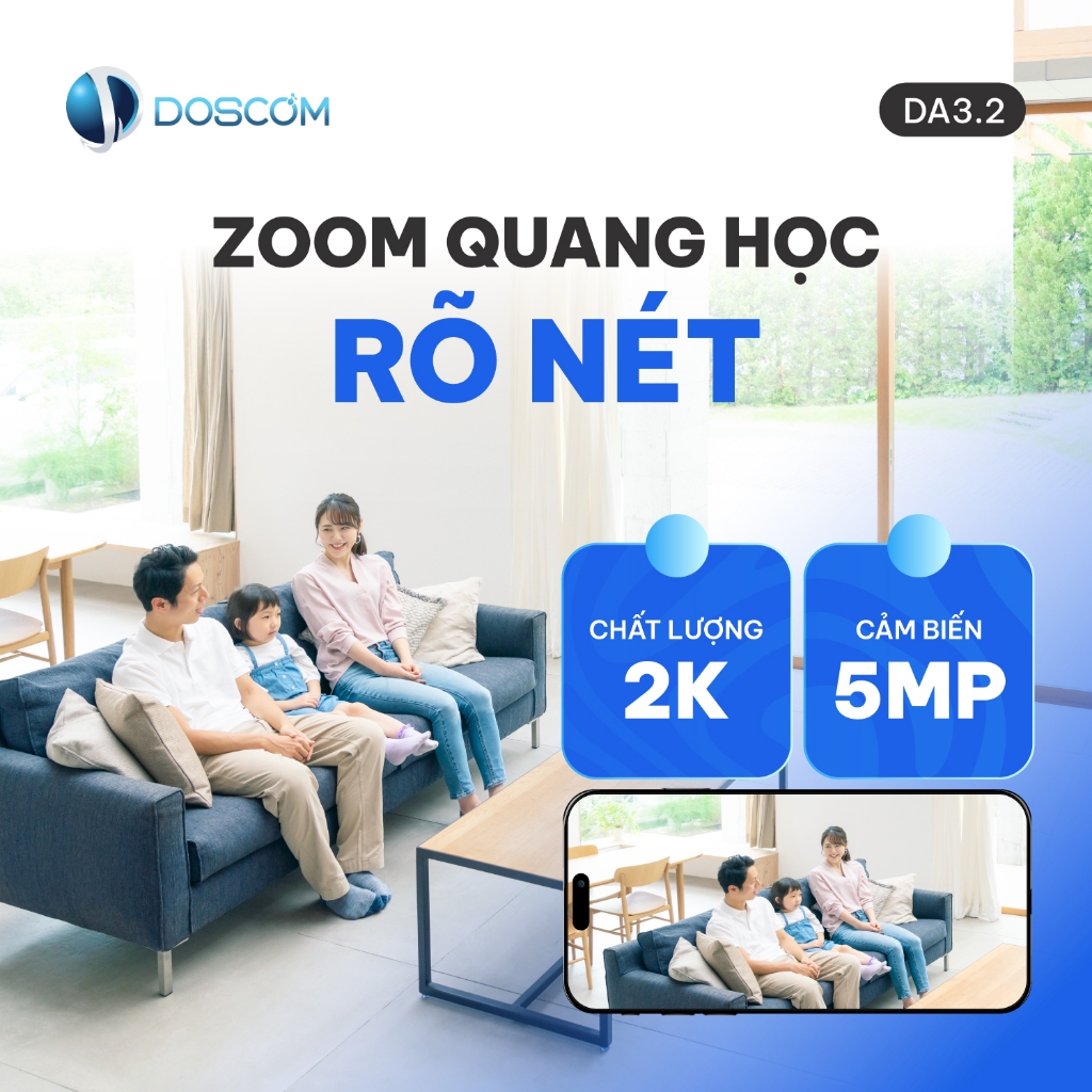 Camera wifi Trong Nhà, Camera hai mắt DA 3.2 hồng ngoại ban đêm , đối thoại 2 chiều dễ lắp đặt