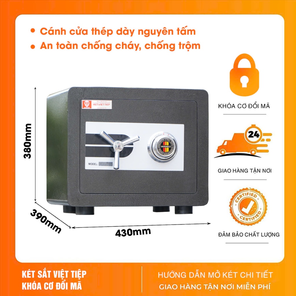 Két sắt mini Việt Tiệp siêu cường chống cháy KVTSC219 khóa cơ đổi mã công ty két sắt Việt Tiệp Freeship