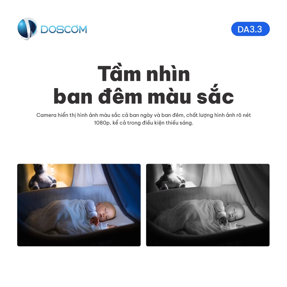 Camera AI chống trộm DOSCOM DA3.3, Camera wifi giám sát an ninh, có cảnh báo bằng âm thanh và đèn