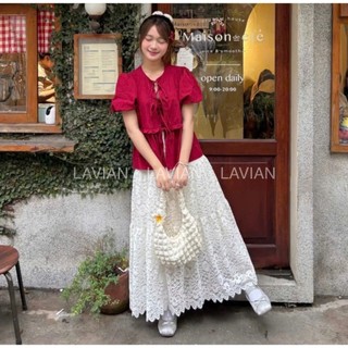 Áo babydoll phối dây buộc tay bồng kèm áo quây bên trong LAVIAN A05