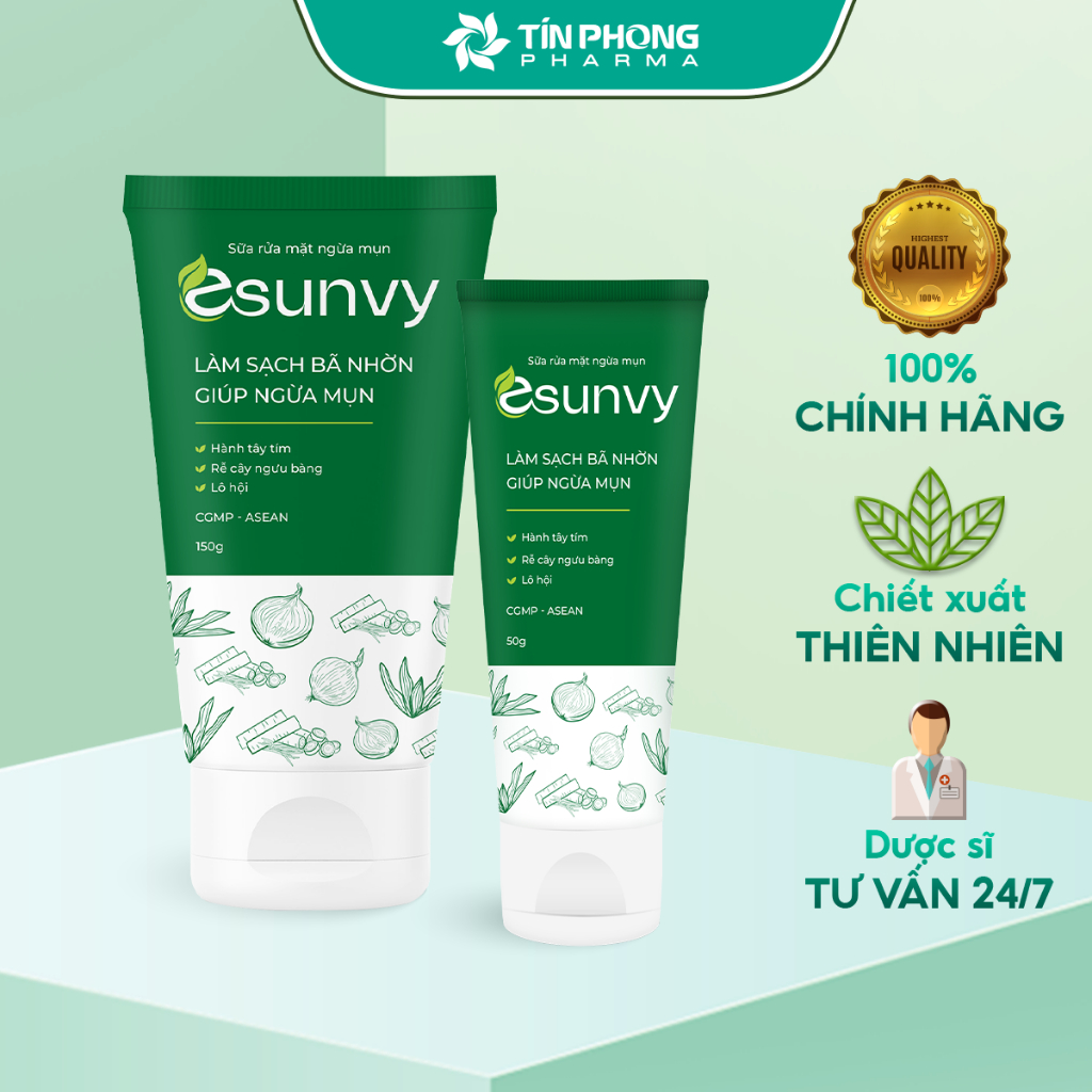 Ảnh Sữa Rửa Mặt Esunvy Giúp Kiểm Soát Bã Nhờn Sạch Mụn Dùng Cho Mọi Loại Da Tuýp 50g - 150g TMP003 2