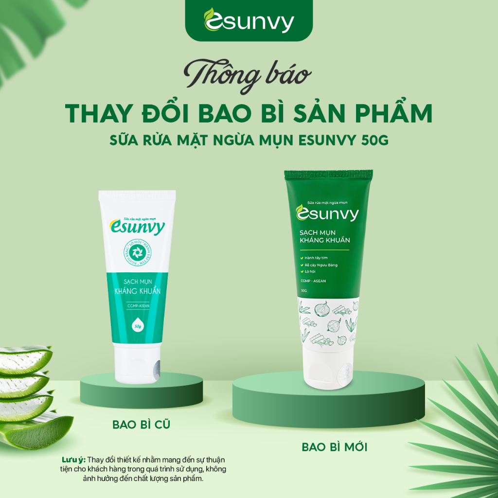 Ảnh Sữa Rửa Mặt Esunvy Giúp Kiểm Soát Bã Nhờn Sạch Mụn Dùng Cho Mọi Loại Da Tuýp 50g - 150g TMP003 3