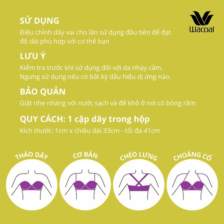 Phụ kiện Wacoal dây vai áo ngực silicone trong suốt , dây áo trong cao cấp IMM9040 - MM9040