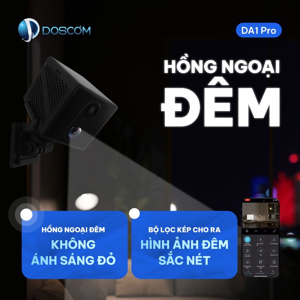 Camera 4G mini DOSCOM DA1 Pro, Phát hiện chuyển động, hồng ngoại không phát ánh sáng đỏ, pin 15 ngày
