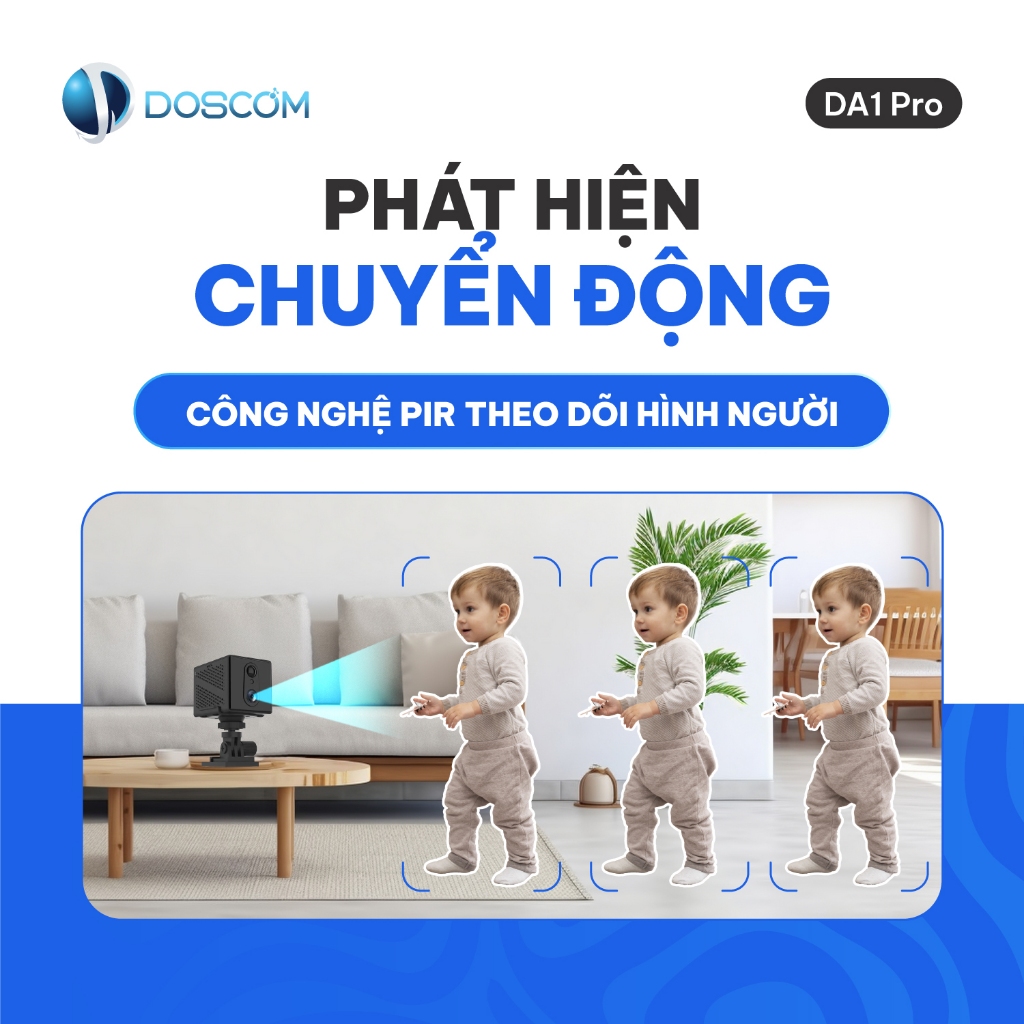 Camera 4G mini DOSCOM DA1 Pro, Phát hiện chuyển động, hồng ngoại không phát ánh sáng đỏ, pin 15 ngày