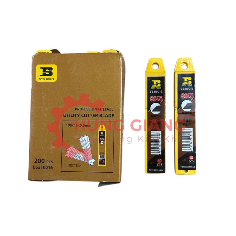 100 Lưỡi Dao Dọc Giấy BOSI Chất Liệu SK5 Cỡ 18mm Loại Đẹp