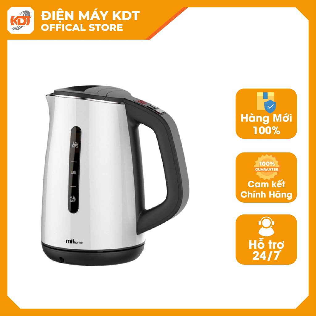 Bình siêu tốc Điện Tử Thái Lan Miihome KT1501L 1L5, Chỉnh Nhiệt Độ Dễ Dàng, Giữ Nhiệt Lâu