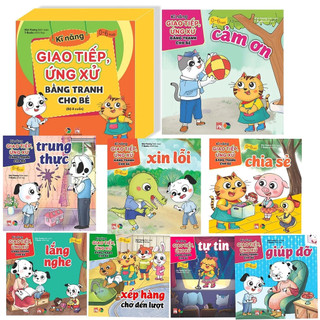 Sách - Combo Hộp Thư Viện Đầu Tiên cho bé 0 - 6 tuổi Song Ngữ, Kỹ năng giao tiếp ứng xử bằng tranh cho bé -Đại Mai Books