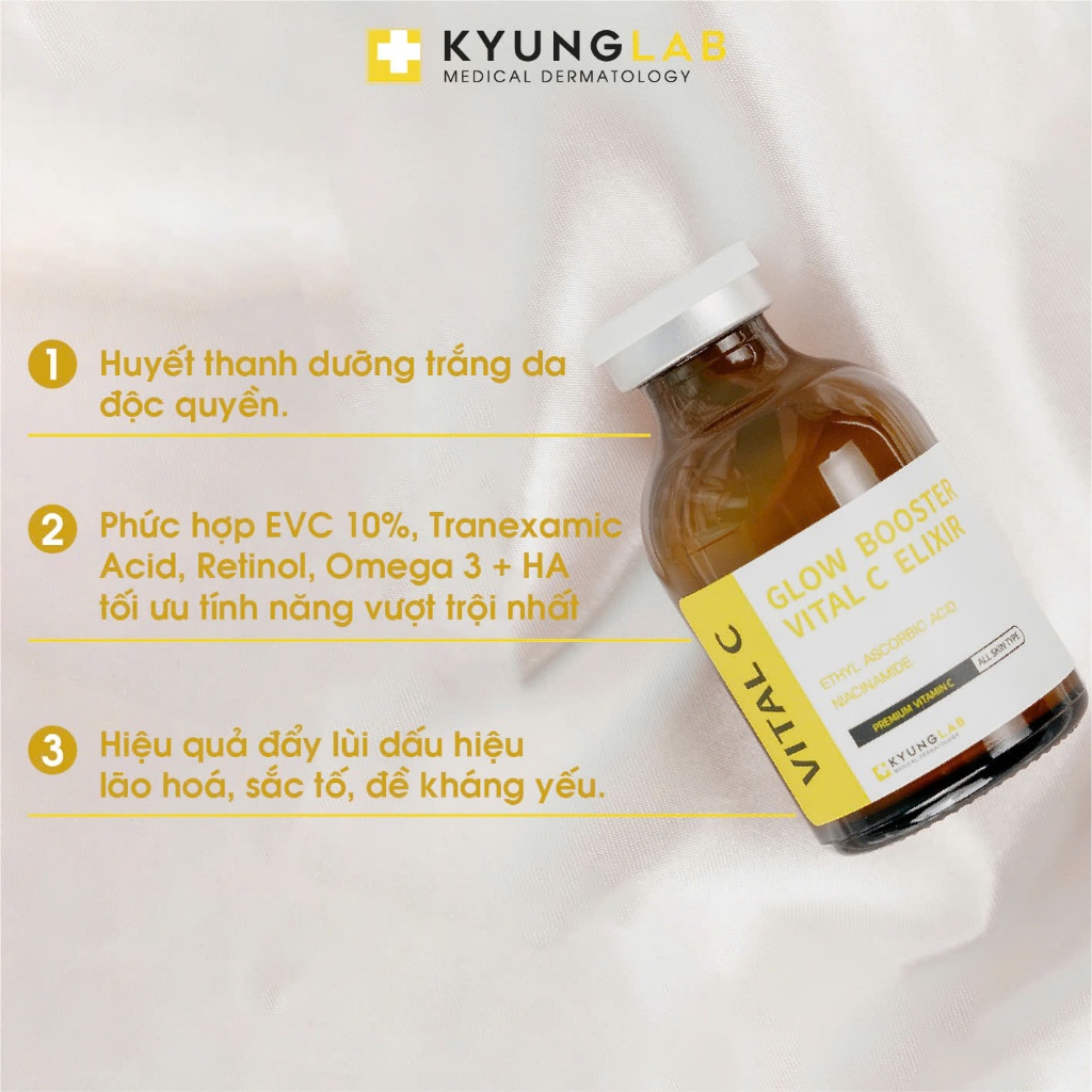 Serum huyết thanh KYUNGLAB GLOW BOOSTER VITAL C ELIXIR 30ML hỗ trợ da sáng, đều màu, ngừa lão hoá