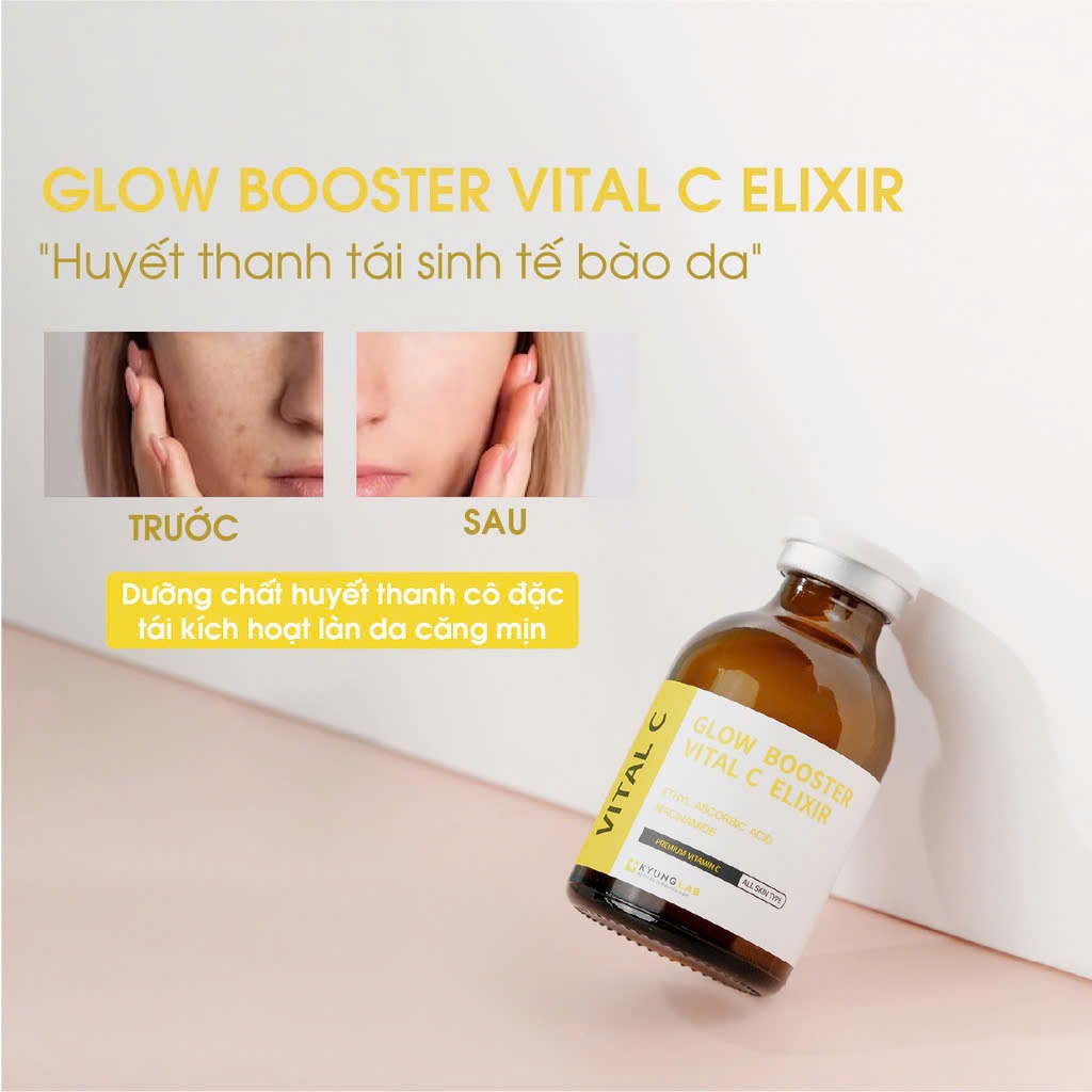 Serum huyết thanh KYUNGLAB GLOW BOOSTER VITAL C ELIXIR 30ML hỗ trợ da sáng, đều màu, ngừa lão hoá
