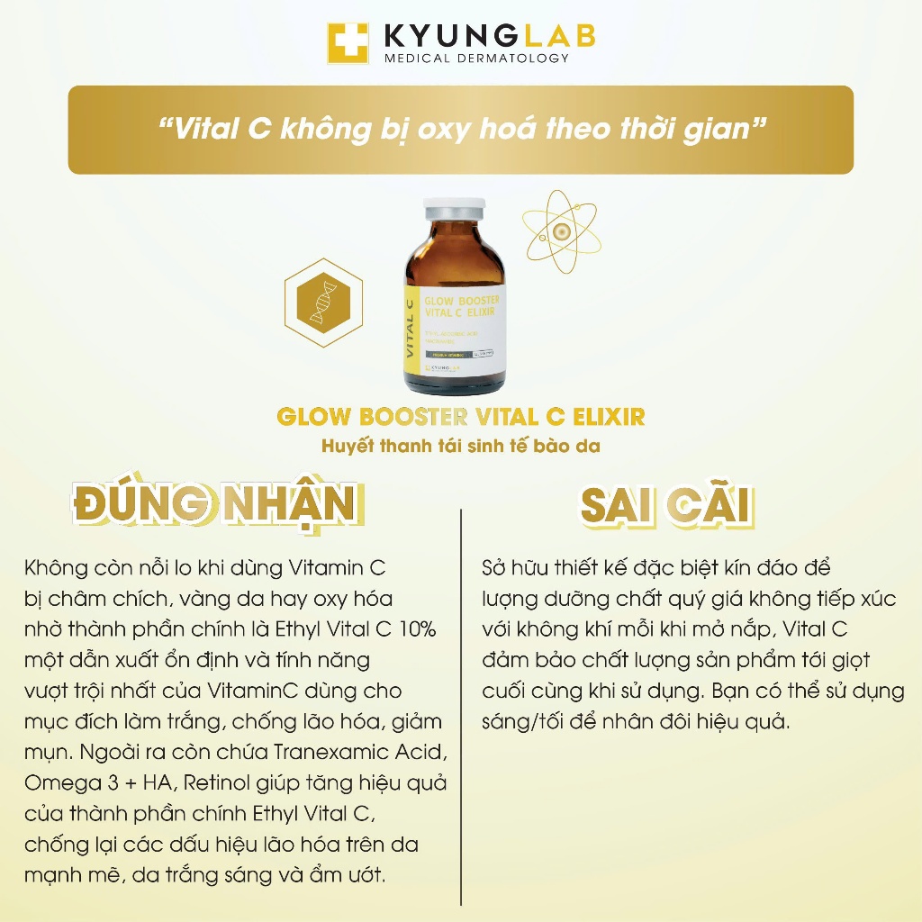 Serum huyết thanh KYUNGLAB GLOW BOOSTER VITAL C ELIXIR 30ML hỗ trợ da sáng, đều màu, ngừa lão hoá