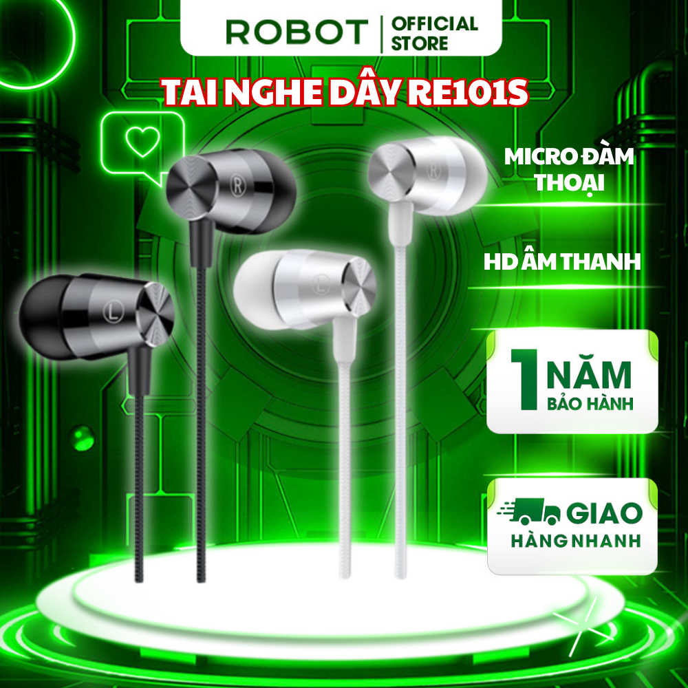 Ảnh Tai Nghe Có Dây ROBOT RE101S Nghe Nhạc Đàm Thoại Cổng Kết Nối 3.5mm - Dây Chống Rối 1