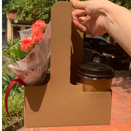 Hộp 2 Ngăn Bằng Giấy Carton Có Quai Xách, Đựng Cà Phê, Hoa Trà Tặng Quà | BigBuy360 - bigbuy360.vn